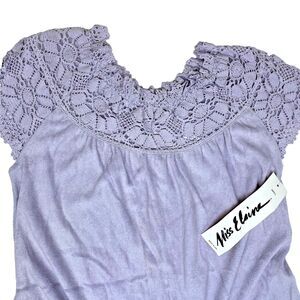 NEW Vintage Miss Elaine Terry Crochet Nightgown USA Union Made Purple Women's S